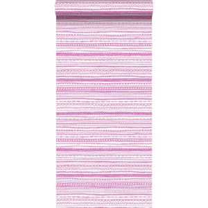 ESTAhome behang kanten linten fuchsia roze - 53 cm x 10.05 m - 138840