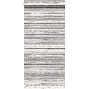 ESTAhome behang kanten linten zwart en wit - 138841 - 0,53 x 10,05 m