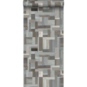Origin Wallcoverings behang sloophout motief lichtgrijs en taupe - 337223 - 53 cm x 10,05 m