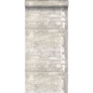 Origin Wallcoverings behang grote verweerde roestige metalen platen met klinknagels gebroken wit - 337230 - 53 cm x 10,05 m
