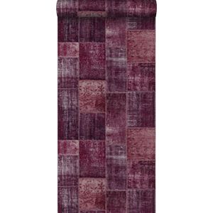 ESTAhome behang Marrakech kelim patchwork tapijt bordeaux rood - 148653 - 53 cm x 10,05 m