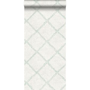 krijtverf eco texture vliesbehang oosters berber tapijt vergrijsd licht pastel mint groen en mat wit - 148665 van ESTAhome