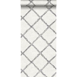 krijtverf eco texture vliesbehang oosters berber tapijt zwart en mat wit - 148666 ESTAhome