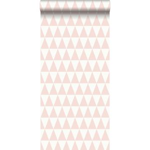 krijtverf eco texture vliesbehang grafisch geometrische driehoek perzik roze - 148670 ESTAhome