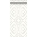 krijtverf eco texture vliesbehang aztec licht warm grijs en mat wit - 148673 van ESTAhome