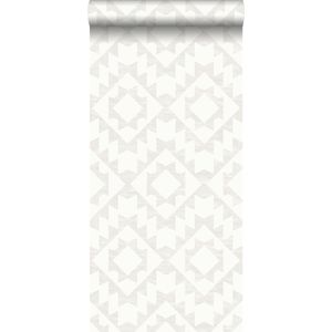 krijtverf eco texture vliesbehang aztec licht warm grijs en mat wit - 148673 van ESTAhome