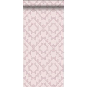 krijtverf eco texture vliesbehang aztec lila roze - 148676 van ESTAhome