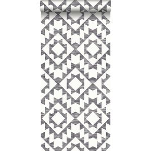 krijtverf eco texture vliesbehang aztec marrakech ibiza tapijt zwart en mat wit - 148677 ESTAhome