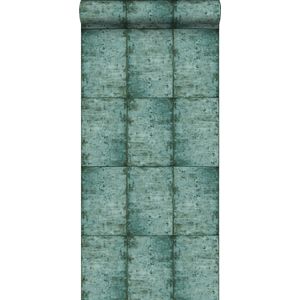 ESTAhome behang zinken platen smaragdgroen - 138879 - 53 cm x 10,05 m