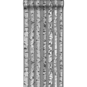 HD vliesbehang berken boomstammen taupe grijs en licht warm grijs - 138892 van ESTAhome