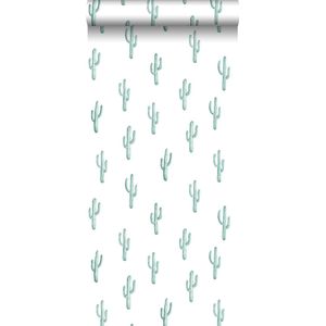 ESTAhome behang kleine woestijn cactussen vergrijsd turquoise - 138898 - 53 cm x 10,05 m
