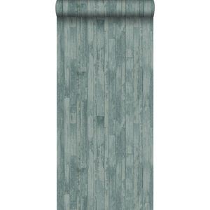 ESTAhome behangpapier vintage sloophout planken vergrijsd groen