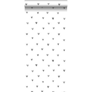 ESTAhome behangpapier hartjes zwart en wit - 138914 - 53 cm x 10.05 m