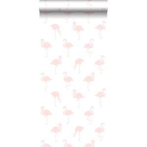 ESTAhome behang flamingo's licht roze en wit - 138918 - 53 cm x 10,05 m