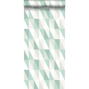 ESTAhome behang grafische driehoeken mintgroen en blauw - 138920 - 53 cm x 10,05 m