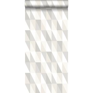 ESTAhome behang grafische driehoeken zilver, grijs en beige - 138922 - 53 cm x 10,05 m