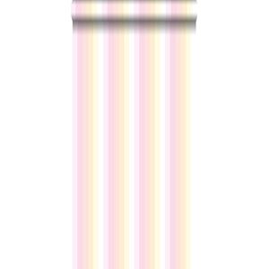 ESTAhome behang strepen regenboog licht roze en beige - 138924 - 53 cm x 10,05 m