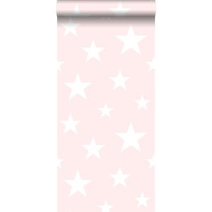 ESTAhome behang grote en kleine sterren licht roze en wit - 138931 - 53 cm x 10,05 m