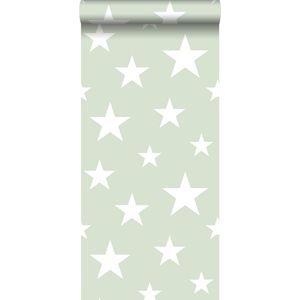 ESTAhome behang grote en kleine sterren mintgroen en wit - 128865 - 53 cm x 10,05 m
