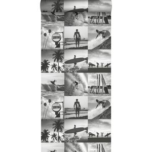 ESTAhome behang foto's van surfers donkergrijs - 138955 - 0,53 x 10,05 m