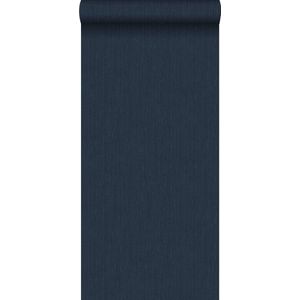 ESTAhome behang effen denim jeans structuur donkerblauw - 148707 - 0,53 x 10,05 m