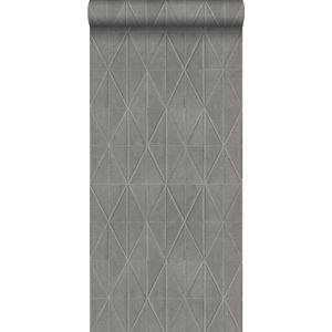 ESTAhome eco texture vlies behang origami motief donkergrijs - 148710 - 0,53 x 10,05 m