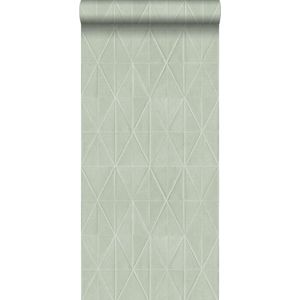 ESTAhome eco texture vlies behang origami motief celadon groen - 148713 - 0,53 x 10,05 m