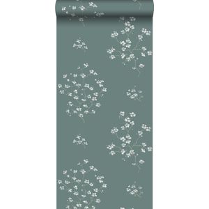 ESTAhome behang bloesemtakken petrolgroen - 0,53 x 10,05 m - 148736
