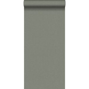 ESTAhome behang linnenstructuur vergrijsd olijfgroen - 53 cm x 10.05 m - 148746