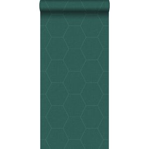 ESTAhome behang hexagon petrolgroen - 0,53 x 10,05 m - 148752