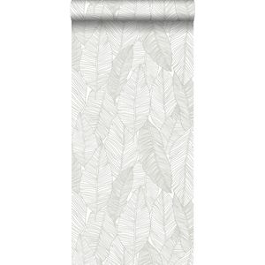ESTAhome behang getekende bladeren warm grijs - 139009 - 0,53 x 10,05 m