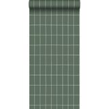Estahome Kleine Tegeltjes Behang - 0,53 x 10,05 m - Vergrijsd Groen / Wit