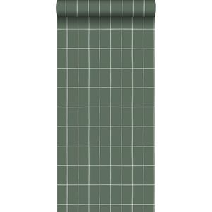 Estahome Kleine Tegeltjes Behang - 0,53 x 10,05 m - Vergrijsd Groen / Wit