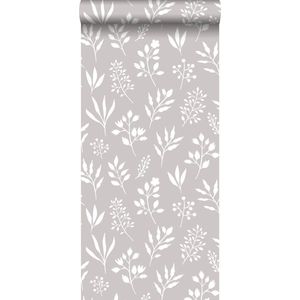 ESTAhome behang bloemmotief in Scandinavische stijl warm grijs - 139084 - 0,53 x 10,05 m