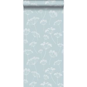 ESTAhome behang schermbloemen lichtblauw en wit - 139102 - 0,53 x 10,05 m