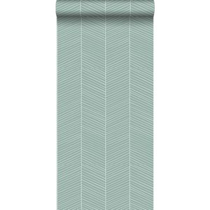 ESTAhome behang visgraat-motief vergrijsd mintgroen - 139108 - 0,53 x 10,05 m