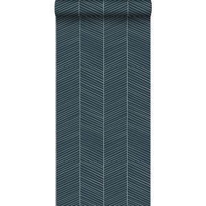 ESTAhome behang visgraat-motief donkerblauw - 139109 - 0,53 x 10,05 m