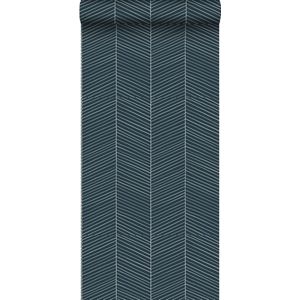 ESTAhome behang visgraat-motief donkerblauw - 53 cm x 10.05 m - 139109
