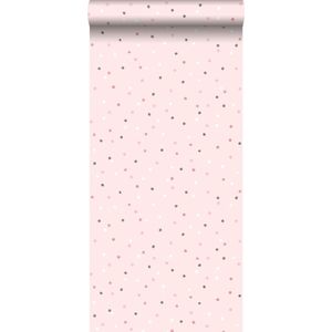 ESTAhome behang stippen roze en warm grijs - 53 cm x 10.05 m - 139051