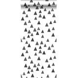 Estahome Grafische Driehoeken Behang - Zwart / Wit III
