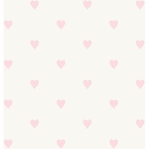 Origin Wallcoverings behang hartjes glanzend wit en roze - 347705 - 0,53 x 10,05 m