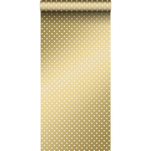 ESTAhome behang stippen glanzend goud en wit - 53 cm x 10.05 m - 139114