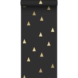 Estahome Grafische Driehoeken Behang - Zwart / Goud