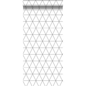 ESTAhome behang grafische driehoeken wit en zwart - 139148 - 0,53 x 10,05 m