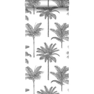 ESTAhome behang palmbomen zwart wit - 53 cm x 10.05 m - 139162
