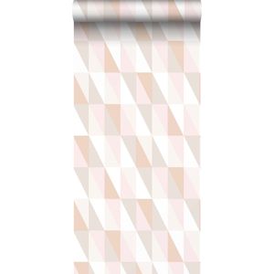 Estahome Grafische Driehoeken Behang - Roze / Oranje / Beige