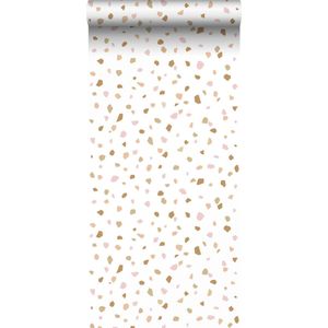 ESTAhome behang terrazzo zacht roze, warm oranje en beige - 139198 - 0,53 x 10,05 m