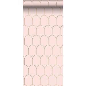 ESTAhome behang art deco motief zacht roze en goud - 53 cm x 10.05 m - 139201