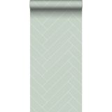 ESTAhome behang visgraat-motief mintgroen en wit - 139221 - 0,53 x 10,05 m