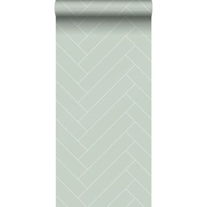 ESTAhome behang visgraat-motief mintgroen en wit - 139221-0,53 x 10,05 m